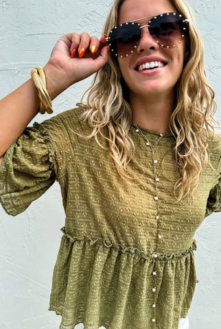 The Maggie Lace Top in Olive